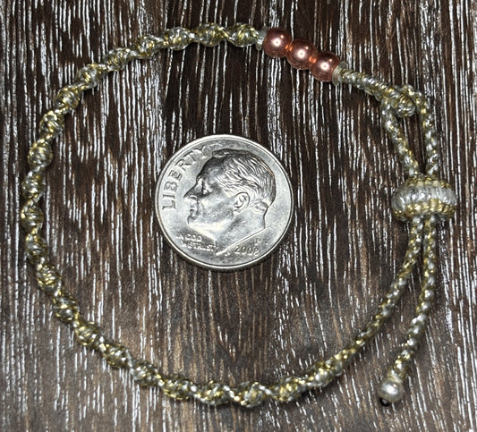 silver & gold waxed thread bracelet