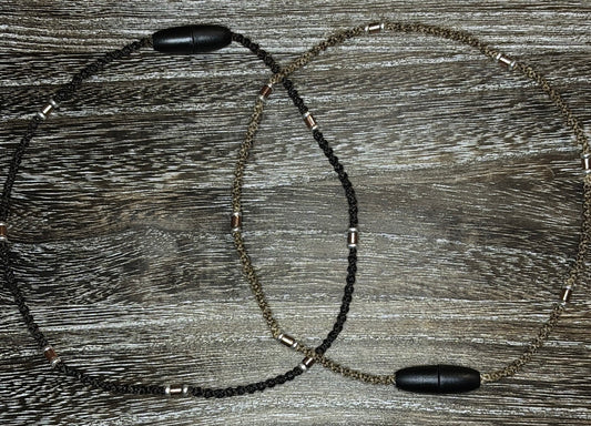 silver and copper tube necklace